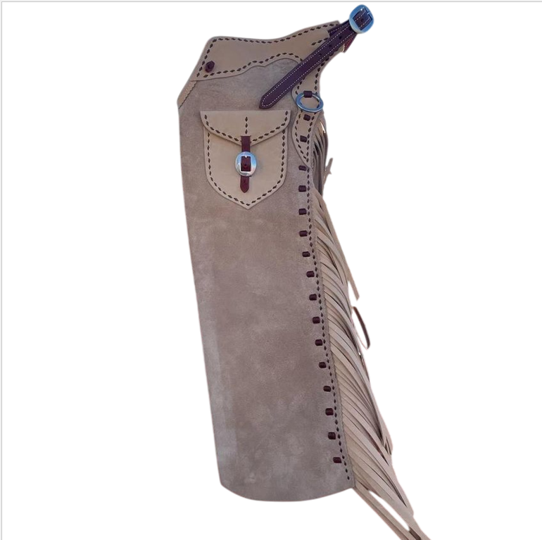Handmade Gorgeous Weaving Western Leather Chaps with Pocket Equestrian Kits & Accessories for Cowboy Riding